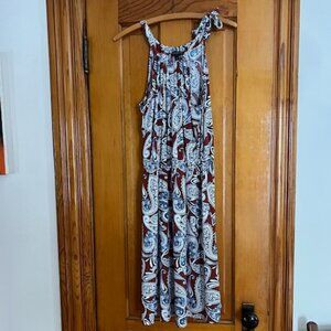 Banana Republic Paisley Halter Dress Elastic Waist Size S